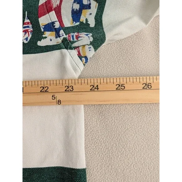 Vintage Nautica Sail Boats Vertical Striped Polo Shirt Green White M - Picture 6 of 9
